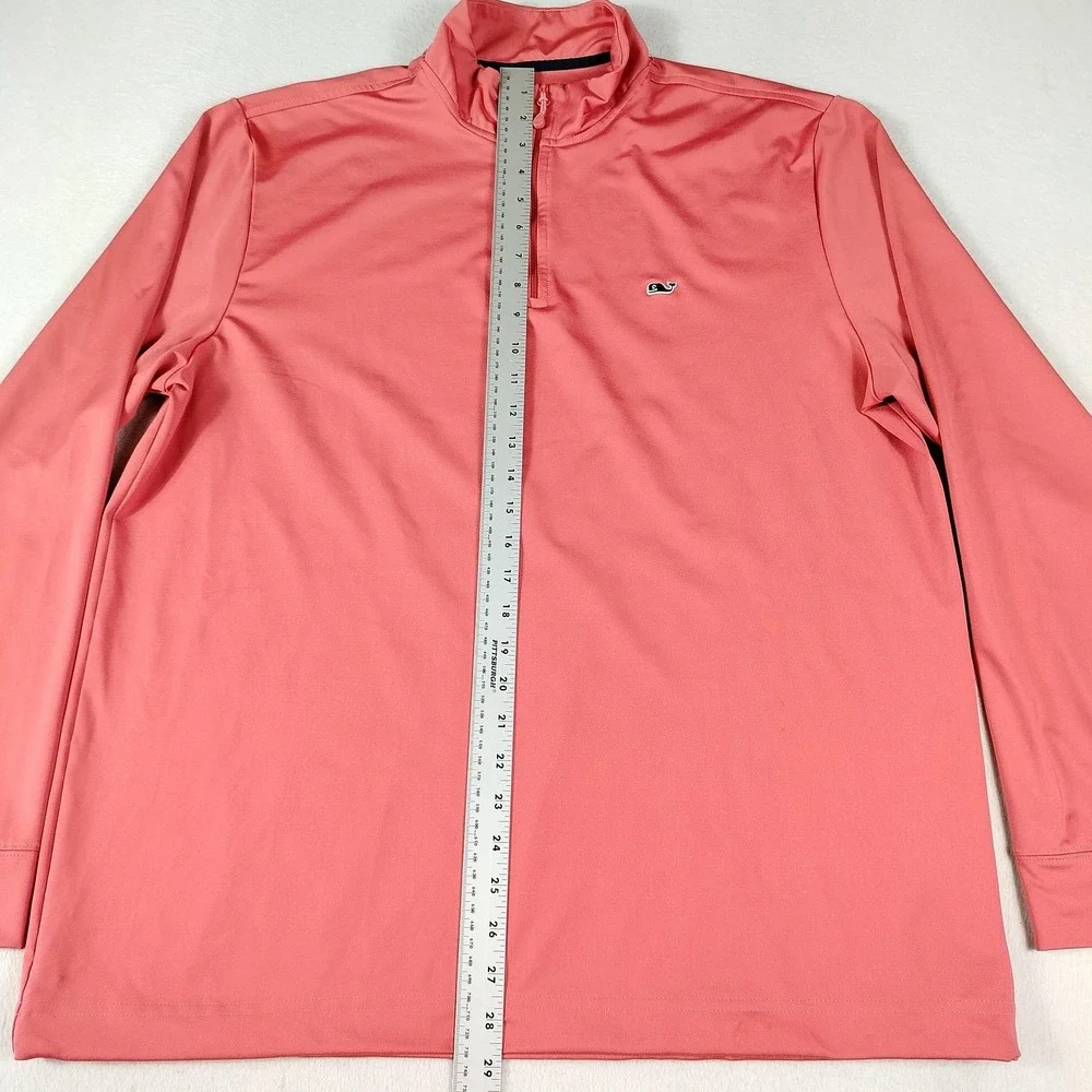 Vineyard Vines Pullover Mens Large Coral Pink‎ Performance Half Zip Long Sleeve